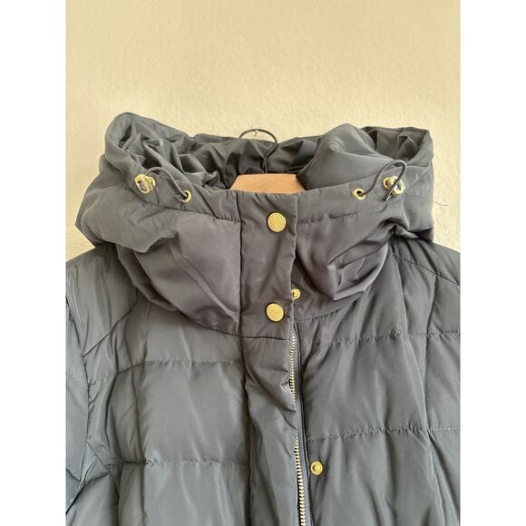 Cole Haan Taffeta Down Coat with Bib Front and Dramatic Hood Women’s Size Large - Picture 12 of 15